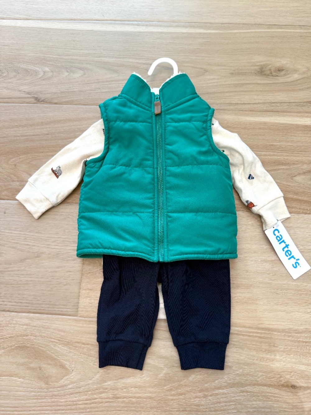 NWT Carter's Baby Boy 3M 3 Piece Puffer Vest Bodysuit Pants Winter Set
